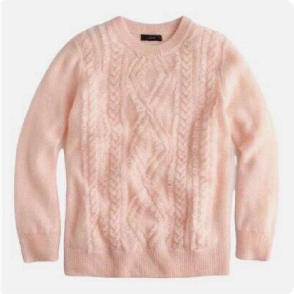 J. Crew EUC 100% Merino Wool Dusty Rose Pink Knit Crewneck Sweater Size M Preppy